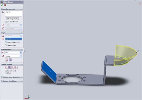 curved sheet metal part solidworks|SolidWorks sheet metal edge flange.